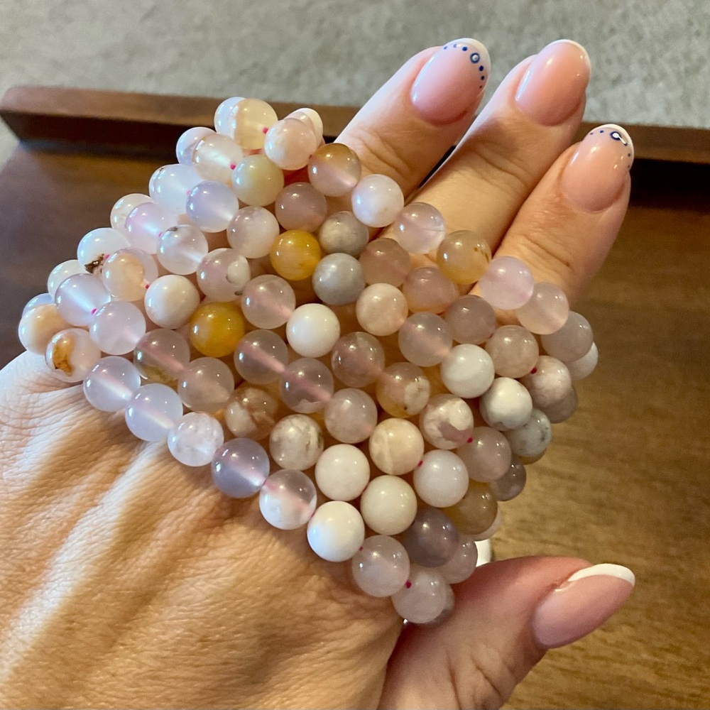 Beautiful Cherry Blossom Agate 8mm Bracelet